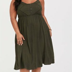 Torrid Olive Green Button Front Midi Dress